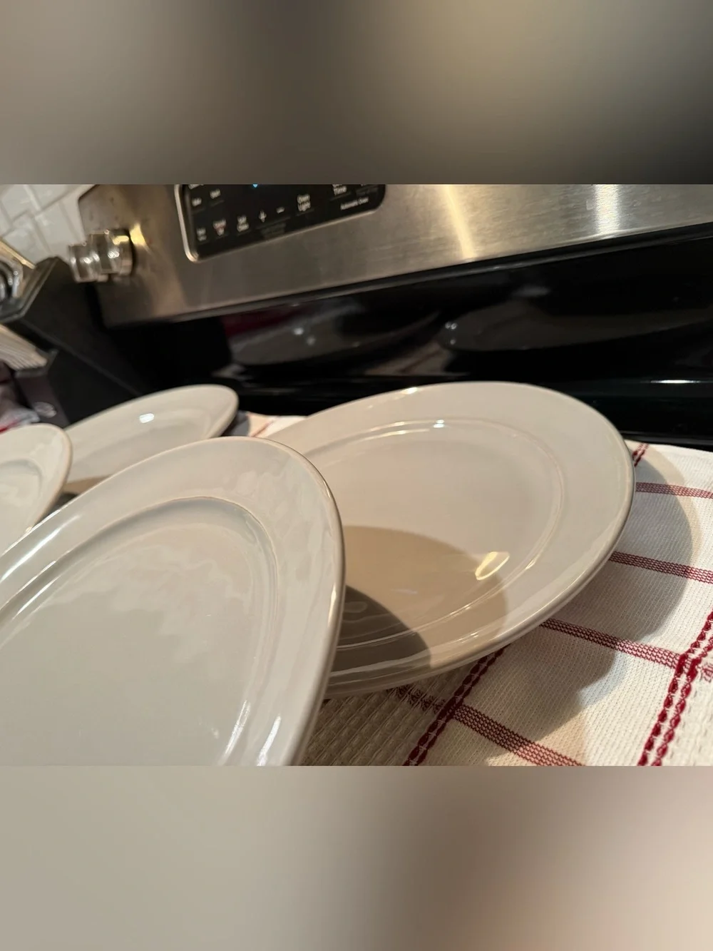 LG Pottery Barn Handcrafted Stoneware Cambria Dinner Plates, Gray, S/4